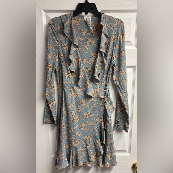 Free People Dresses & Skirts - Free People Floral Wrap Mini Dress W/ Ruffles Size Small